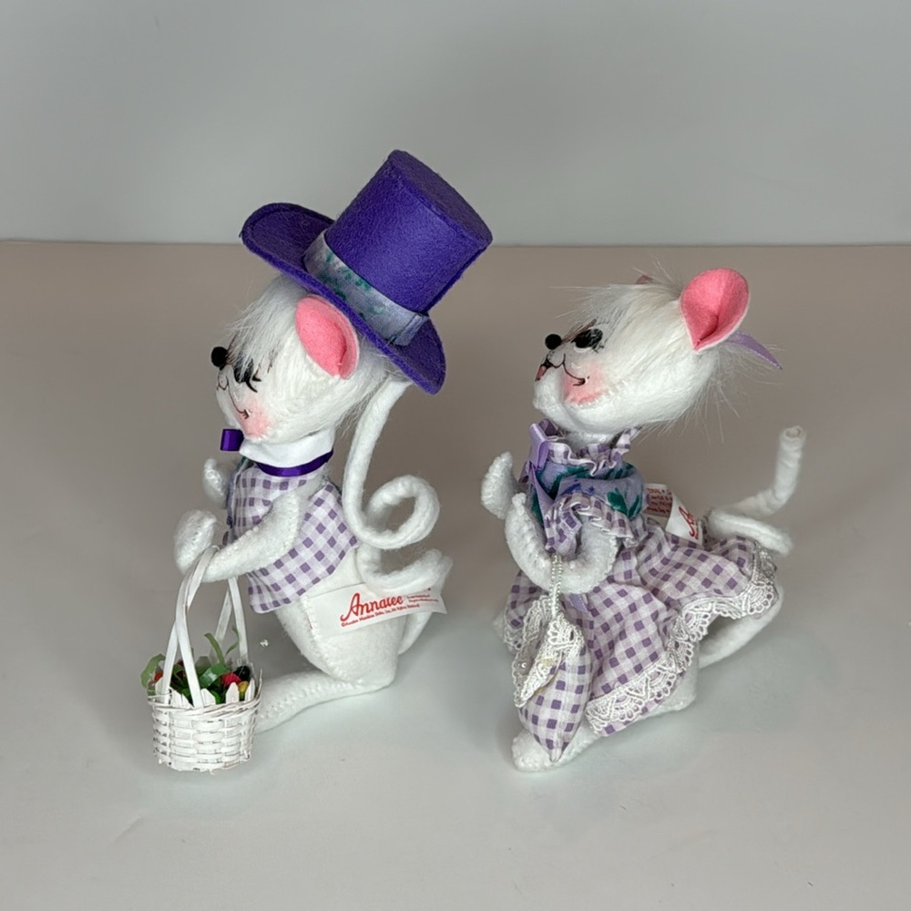 Annalee Easter Spring pair of white mice - Picture 3 of 10